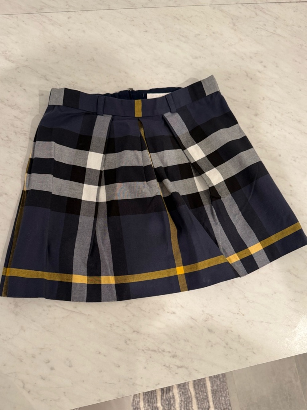 Girls Burberry Navy Plaid Mini Skirt Size 10